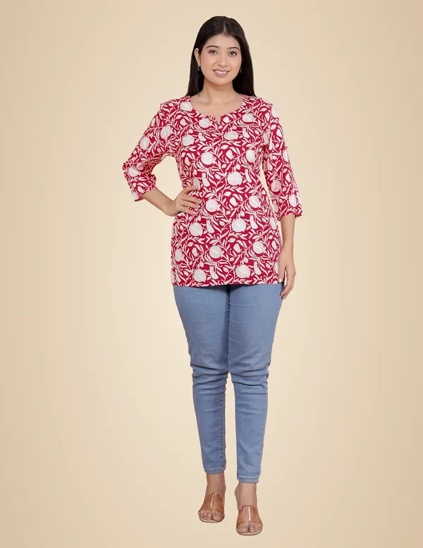 Red_Rayon_Printed_Short_Kurti_Stylish_Kurta_Trendy_Short_Kurta_For_Daily_&_Office_Wear_For_Women