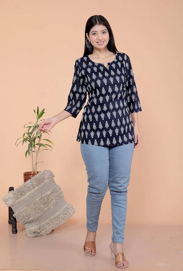Black_Rayon_Printed_Short_Kurti_Stylish_Kurta_Trendy_Short_Kurta_For_Daily_&_Office_Wear_For_Women