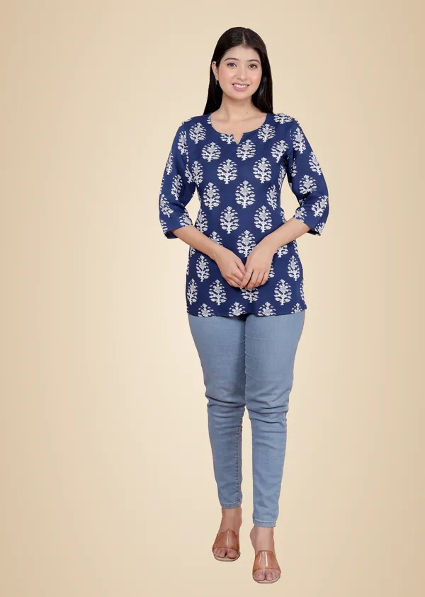 Blue_Rayon_Printed_Short_Kurti_Stylish_Kurta_Trendy_Short_Kurta_For_Daily_&_Office_Wear_For_Women