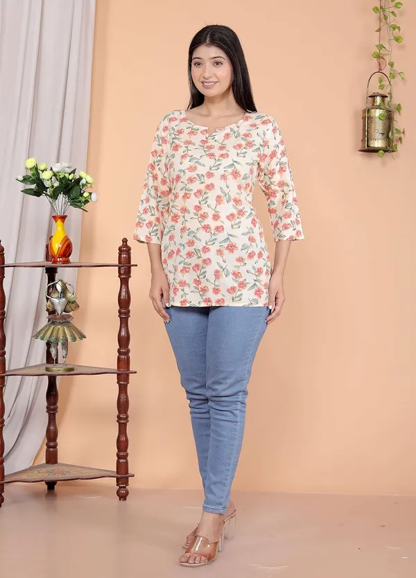 White_Rayon_Printed_Short_Kurti_Stylish_Kurta_Trendy_Short_Kurta_For_Daily_&_Office_Wear_For_Women