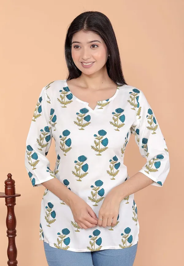 Pure_White_Rayon_Printed_Short_Kurti_Stylish_Kurta_Trendy_Short_Kurta_For_Daily_&_Office_Wear_For_Women