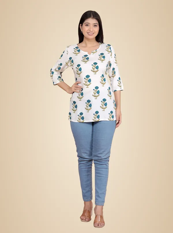 Pure_White_Rayon_Printed_Short_Kurti_Stylish_Kurta_Trendy_Short_Kurta_For_Daily_&_Office_Wear_For_Women