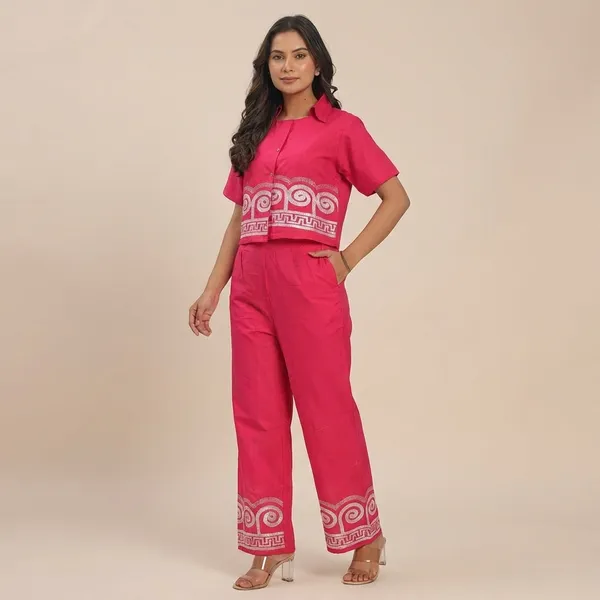 Red_Cotton_Embroidered_Crop_Top_Co-Ord_Set_Coordinate_Set_Summer_Wear_Printed_Crop_Top_With_Pant_Set_For_Women