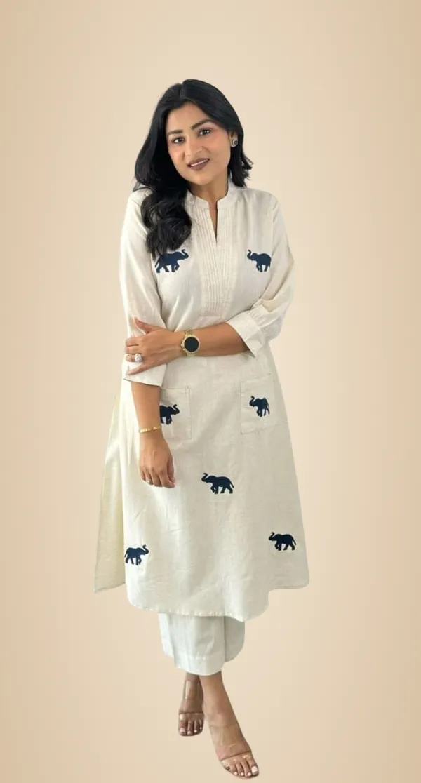 White_Cotton_Printed_Straight_Kurti_With_Pant_And_Dupatta_Set_For_Women
