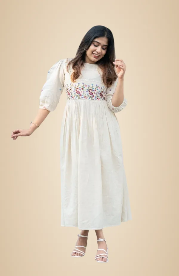 White_Cotton_Floral_Embroidery_Anarkali_Kurti_(Gown)_For_Women