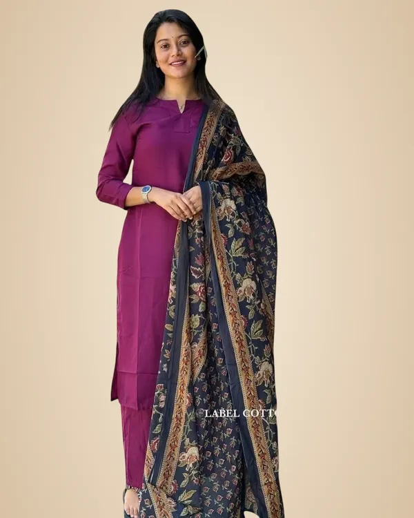 Purple_Cotton_Solid_Straight_Kurti_With_Pant_And_Dupatta_Set_For_Women