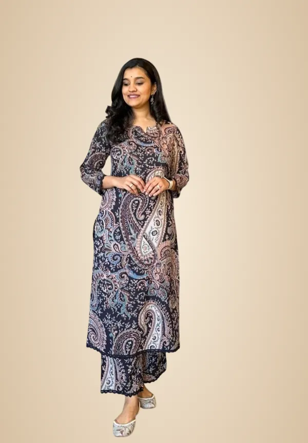 Black_Cotton_Printed_Straight_Kurti_With_Pant_Two_Piece_Co-Ord_Set_For_Women