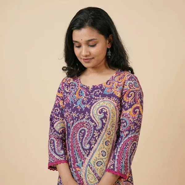 Multicolour_Cotton_Printed_Straight_Kurti_With_Pant_Two_Piece_Co-Ord_Set_For_Women