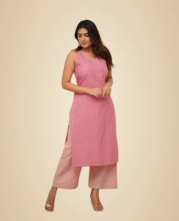 Pink_Cotton_Printed_Sleeveless_Straight_Kurti_With_Pant_Set_For_Women