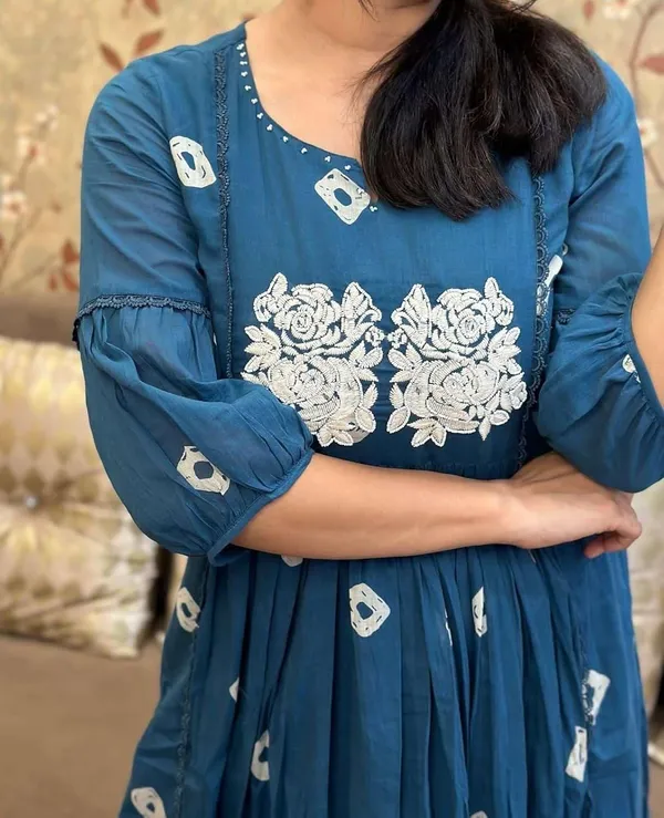 Blue_Cotton_Hand_Block_Printed_Anarkali_Kurti_For_Women