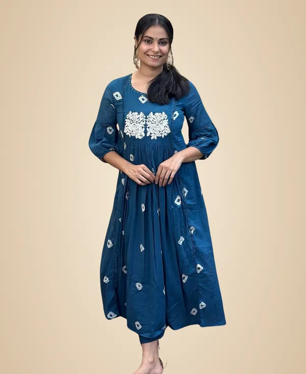 Blue_Cotton_Hand_Block_Printed_Anarkali_Kurti_For_Women