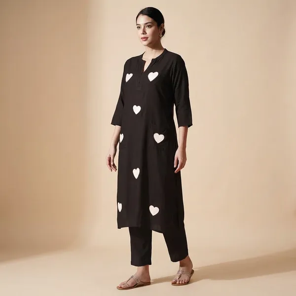 Black_Cotton_Embroidered_Straight_Kurti_With_Pant_Set_For_Women