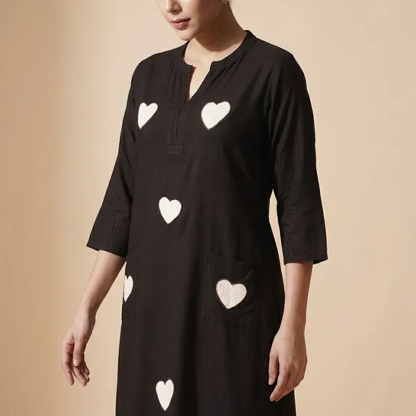 Black_Cotton_Embroidered_Straight_Kurti_With_Pant_Set_For_Women