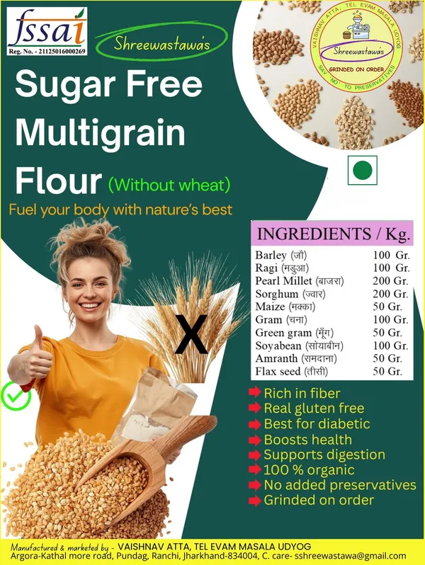 Shreewastawa's__Sugar_Free_Multigrain_Flour,_Gluten_Free,_With_Barley,_Ragi,_Pearl_Millet,_Sorghum,_Flax_Seed