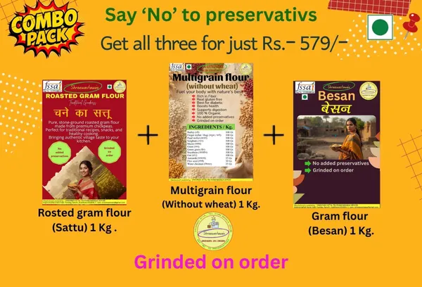 Shreewastawa's_Rosted_Gram_Flour_(Sattu)_1_Kg,_Shreewastawa's_Multigrain_Flour_(Without_Wheat)_1_Kg_&_Shreewastawa's_Gram_Flour_(Besan)_1_Kg