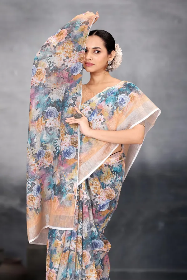Ethnic_Pure_Soft_Cotton_Linen_Digital_Printed_Saree_with_Unstitched_Blouse_Piece_|_Bollywood_Style_Lightweight_Traditional_Wear_for_Women