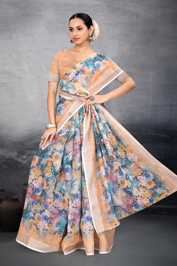 Ethnic_Pure_Soft_Cotton_Linen_Digital_Printed_Saree_with_Unstitched_Blouse_Piece_|_Bollywood_Style_Lightweight_Traditional_Wear_for_Women