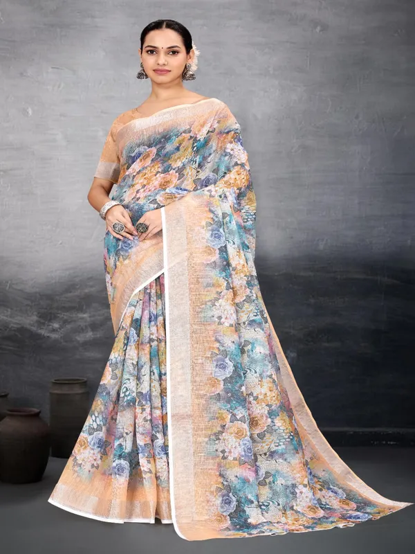 Ethnic_Pure_Soft_Cotton_Linen_Digital_Printed_Saree_with_Unstitched_Blouse_Piece_|_Bollywood_Style_Lightweight_Traditional_Wear_for_Women