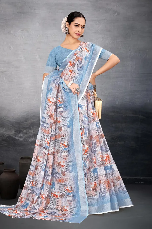 Ethnic_Pure_Soft_Cotton_Linen_Digital_Printed_Saree_with_Unstitched_Blouse_Piece_|_Bollywood_Style_Lightweight_Traditional_Wear_for_Women