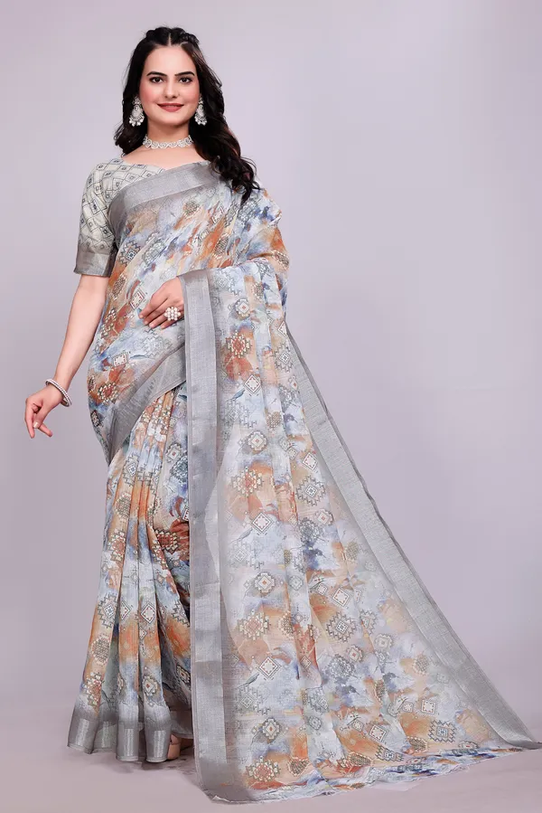 Ethnic_Pure_Soft_Cotton_Linen_Digital_Printed_Saree_with_Unstitched_Blouse_Piece_|_Bollywood_Style_Lightweight_Traditional_Wear_for_Women