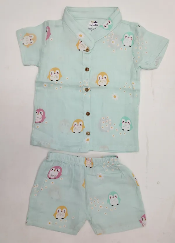 Light_blue__Muslin_Premium_Shirt_Set_For_Kids