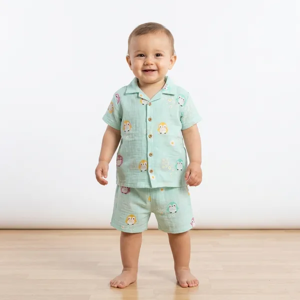 Light_blue__Muslin_Premium_Shirt_Set_For_Kids