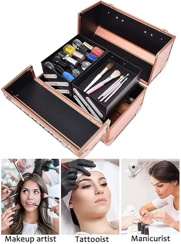 Rose_Gold_Diamond_Pattern_Professional_Makeup_Storage_Case_With_Handle