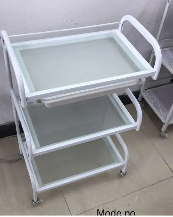 Three_Tier_Glass_Top_Salon_Trolley_Cart_With_Wheels