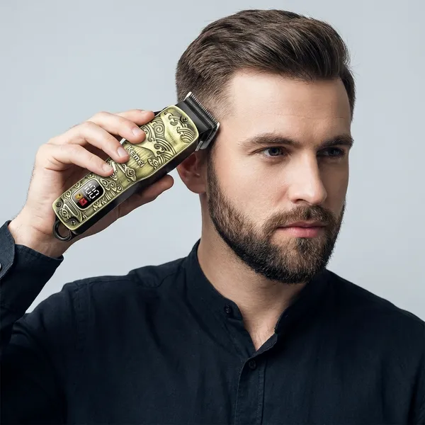 Kemei_Professional_Hair_Trimmer_With_Embossed_Zinc_Alloy_Body_And_Lcd_Display