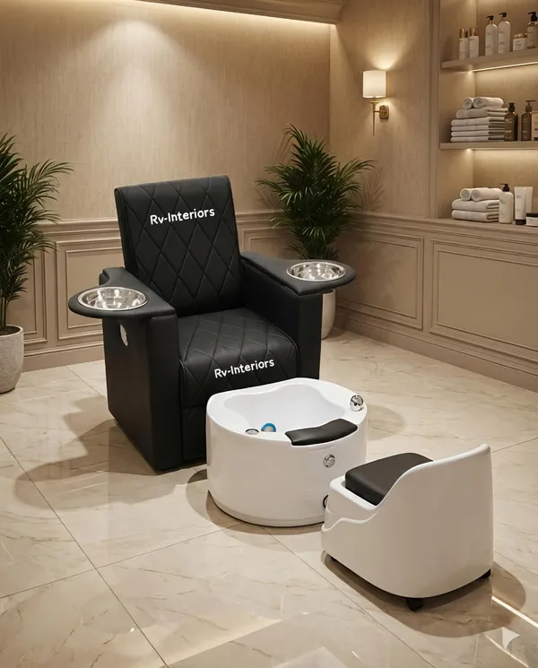 Professional_Pedicure_Spa_Chair_With_Foot_Bath_Black_Quilted_Leather_Salon_Furniture