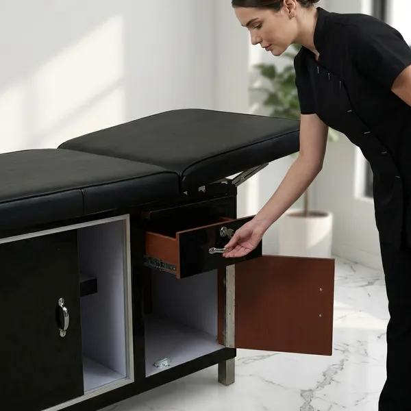 Professional_Massage_Table_With_Storage_Cabinet_Black_Leather_Spa_Bed