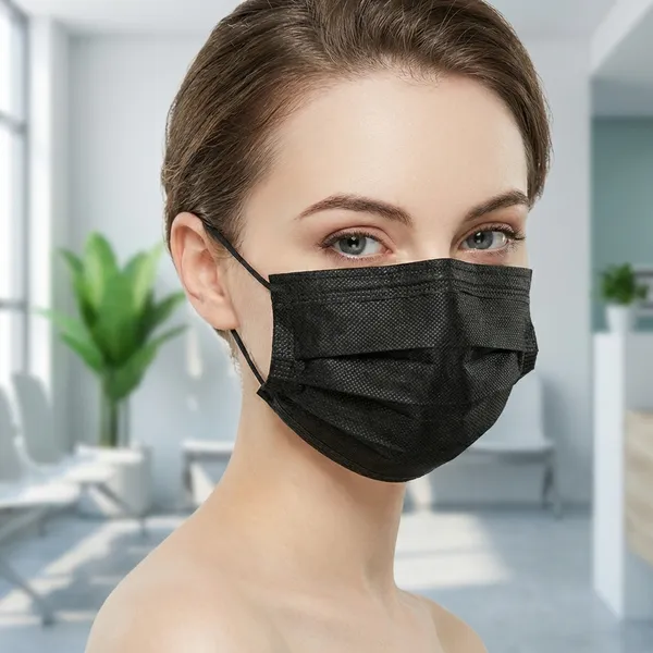 Black_Disposable_Face_Mask_With_Adjustable_Nose_Wire_And_Elastic_Ear_Straps_(100pcs)