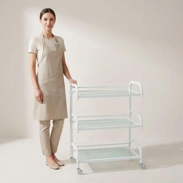 Three_Tier_Glass_Top_Salon_Trolley_Cart_With_Wheels