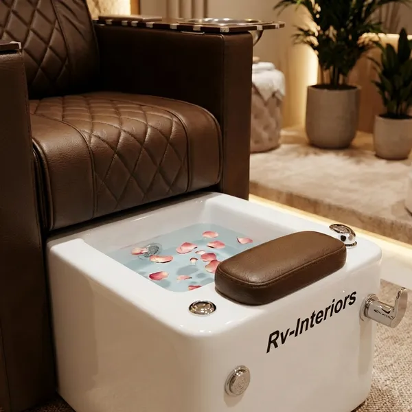RV_Interiors_Professional_Pedicure_Spa_Chair_With_Hand_And_Foot_Basins_Brown_Quilted_Salon_Furniture