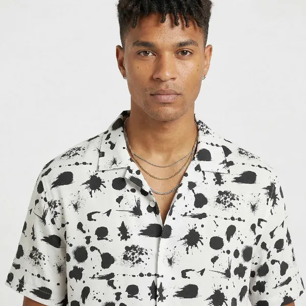 Ivory_Black_Breathable_Poly_Ink_Splash_Short_Sleeve_Shirt_For_Men