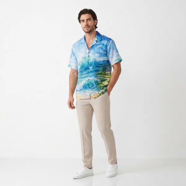 Azure_Coast_Breathable_Poly_Starry_Art_Short_Sleeve_Shirt_For_Men