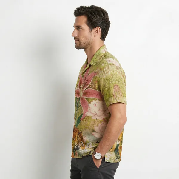 Olive_Bloom_Breathable_Poly_Tiger_Garden_Shirt_For_Men