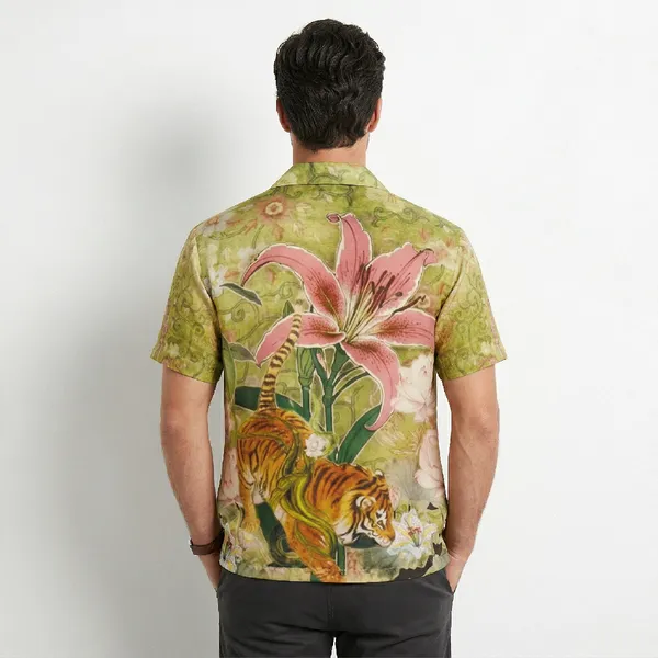 Olive_Bloom_Breathable_Poly_Tiger_Garden_Shirt_For_Men