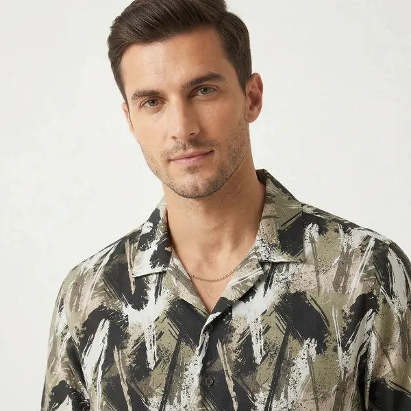 Olive_Shadow_Breathable_Poly_Abstract_Short_Sleeve_Shirt_For_Men