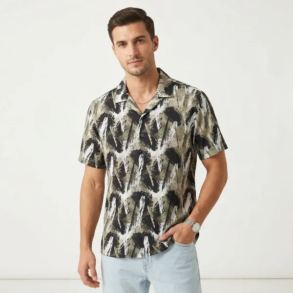 Olive_Shadow_Breathable_Poly_Abstract_Short_Sleeve_Shirt_For_Men