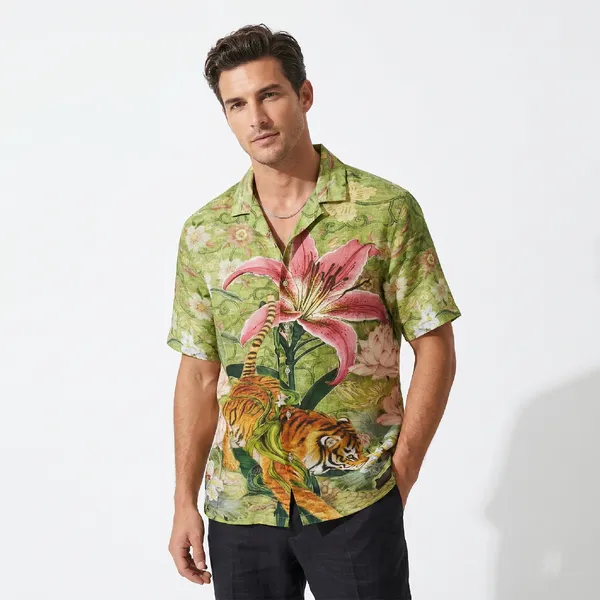 Tiger_Bloom_Breathable_Poly_Jungle_Olive_Short_Sleeve_Shirt_For_Men