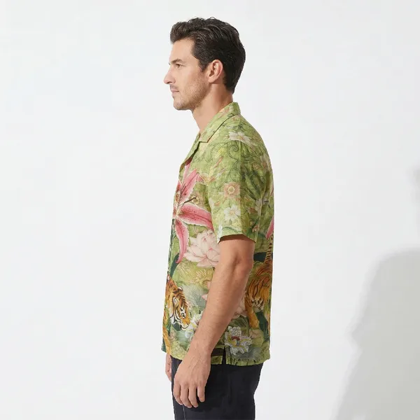 Tiger_Bloom_Breathable_Poly_Jungle_Olive_Short_Sleeve_Shirt_For_Men