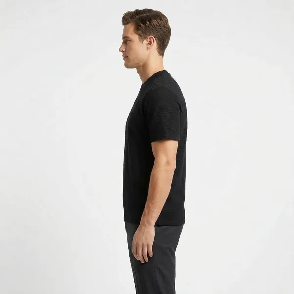 Jet_Black_Waffle_Essential_Texture_Tee_For_Men