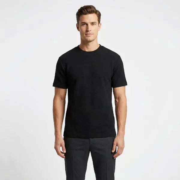 Jet_Black_Waffle_Essential_Texture_Tee_For_Men