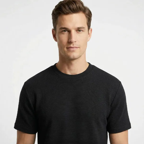 Jet_Black_Waffle_Essential_Texture_Tee_For_Men