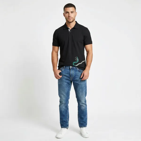 Midnight_Black_Poly_Lycra_Serpent_Owl_Polo_For_Men