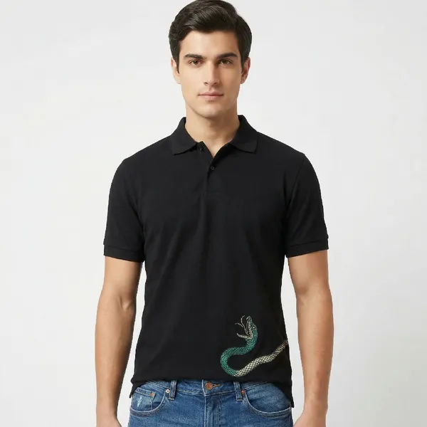 Midnight_Black_Poly_Lycra_Serpent_Owl_Polo_For_Men