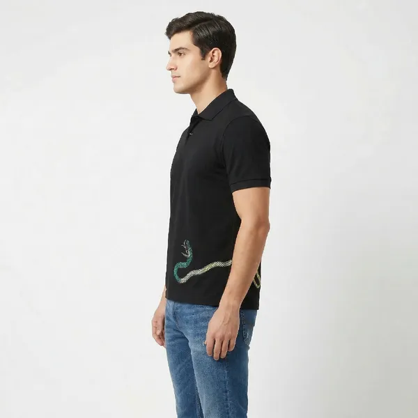 Midnight_Black_Poly_Lycra_Serpent_Owl_Polo_For_Men