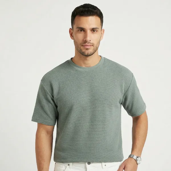 Sage_Green_Waffle_Minimal_Texture_Tee_For_Men