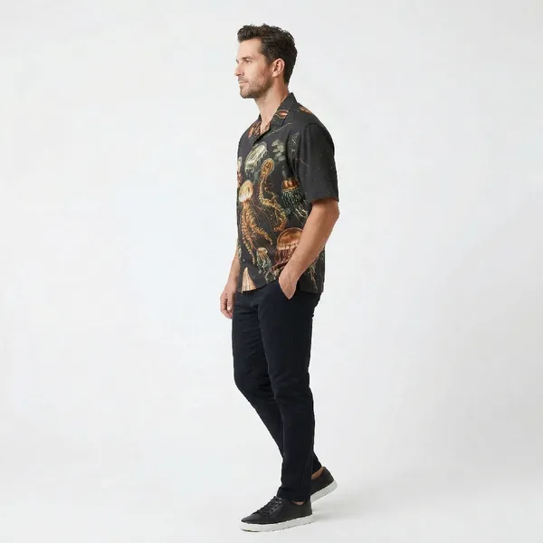 Midnight_Black_Breathable_Poly_Deep_Sea_Jellyfish_Short_Sleeve_Shirt_For_Men